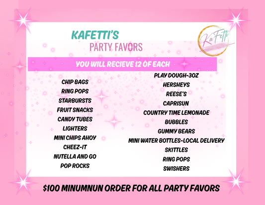 PARTY FAVOR LIST